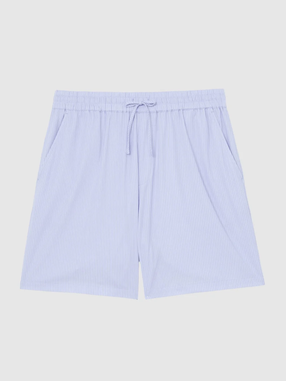 Reiss Soft Blue Cotton-blend Drawstring Pinstripe Shorts, view 2