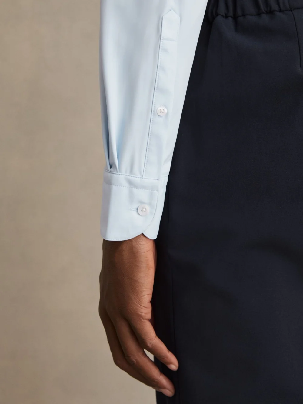 Reiss Soft Blue Long-sleeve Slim-fit Travel Shirt, view 3