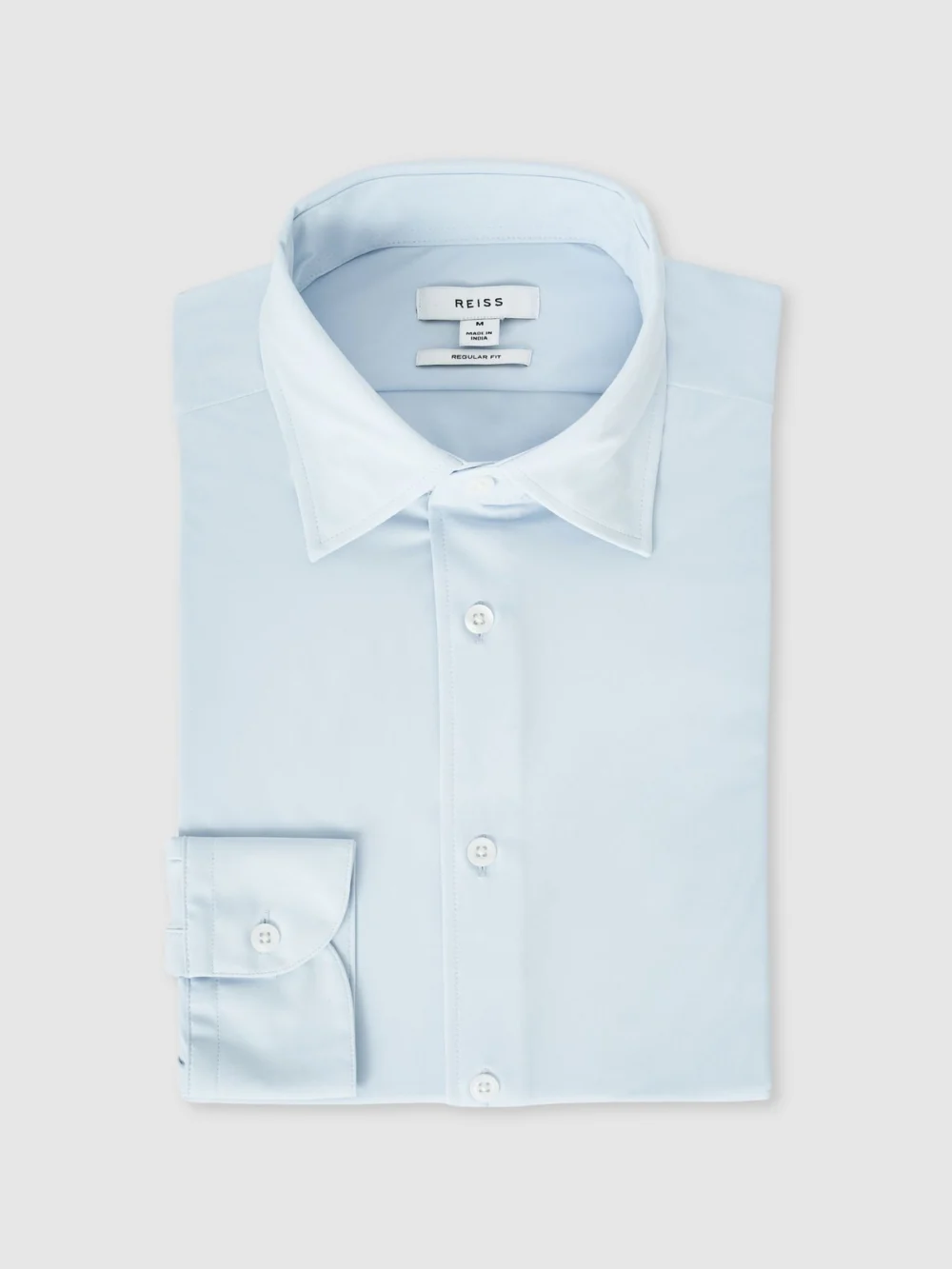 Reiss Soft Blue Long-sleeve Slim-fit Travel Shirt, view 6