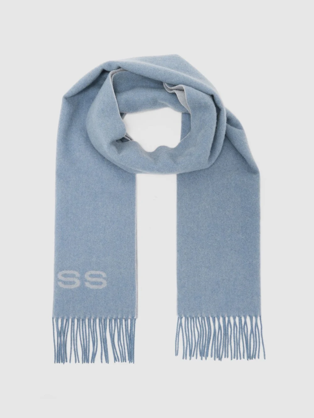 Reiss Soft Blue Picton Wool-cashmere Scarf,, view 3
