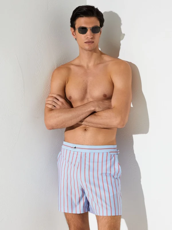 Reiss Soft Blue Pinstripe Side-adjuster Swim Shorts