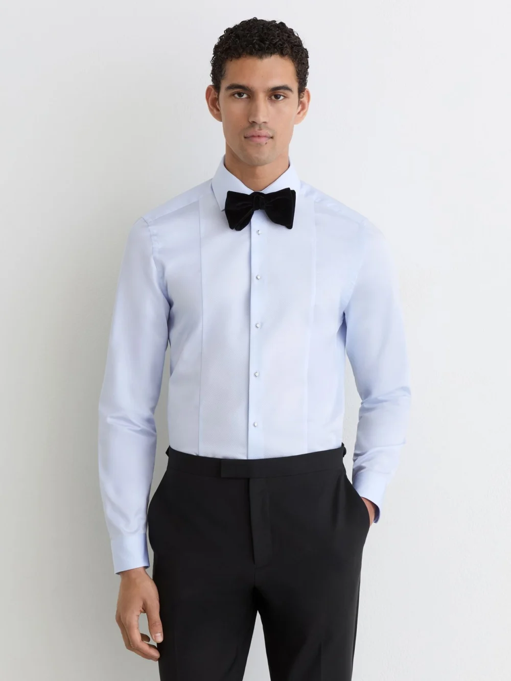 Reiss Soft Blue Reg Slim Fit Cotton Slim-fit Dinner Shirt, view 3