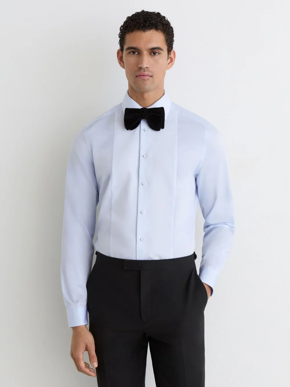 Reiss Soft Blue Reg Slim Fit Cotton Slim-fit Dinner Shirt, view 5