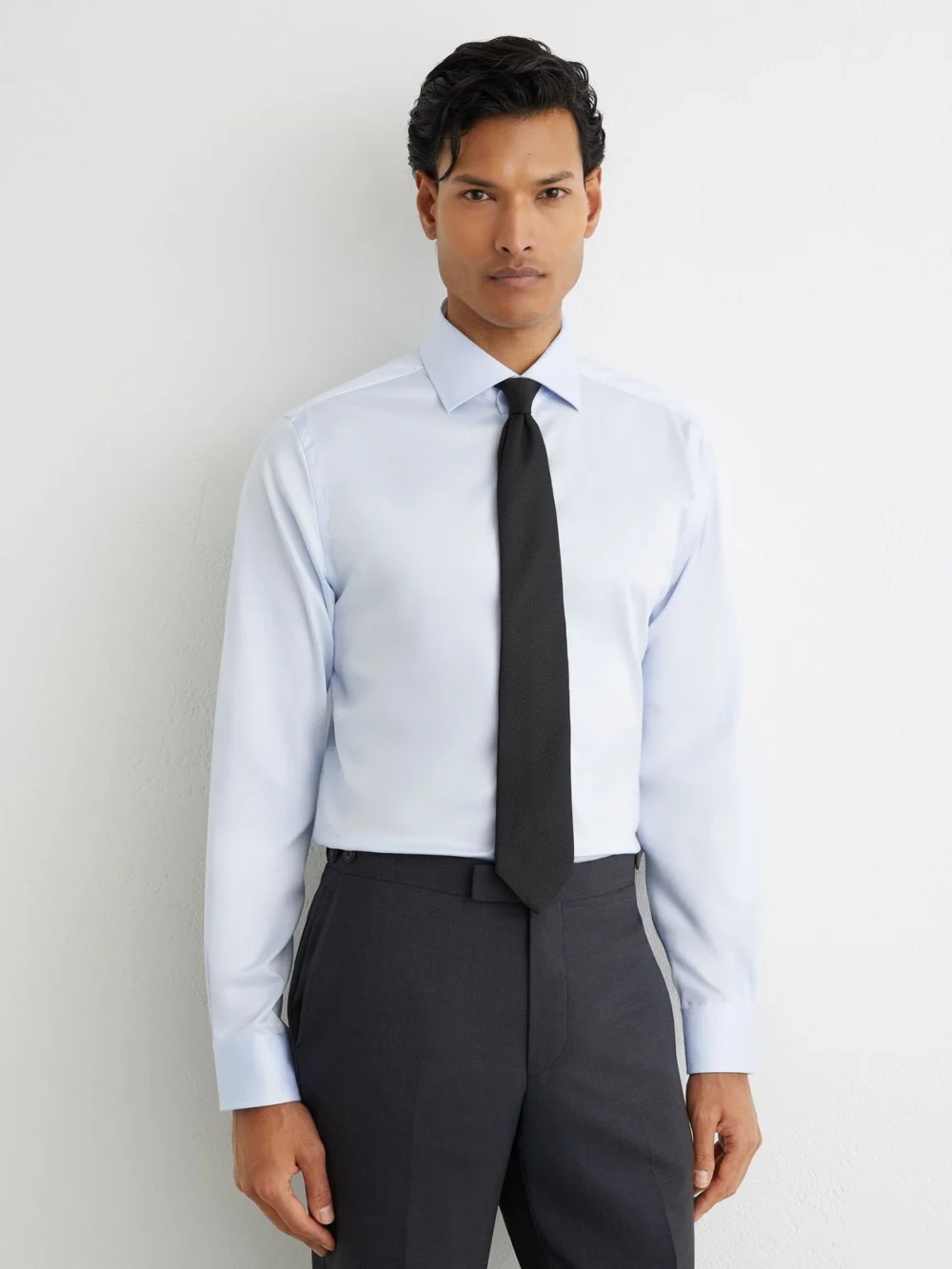 Reiss Soft Blue Regular Fit Cotton-blend Stretch Shirt