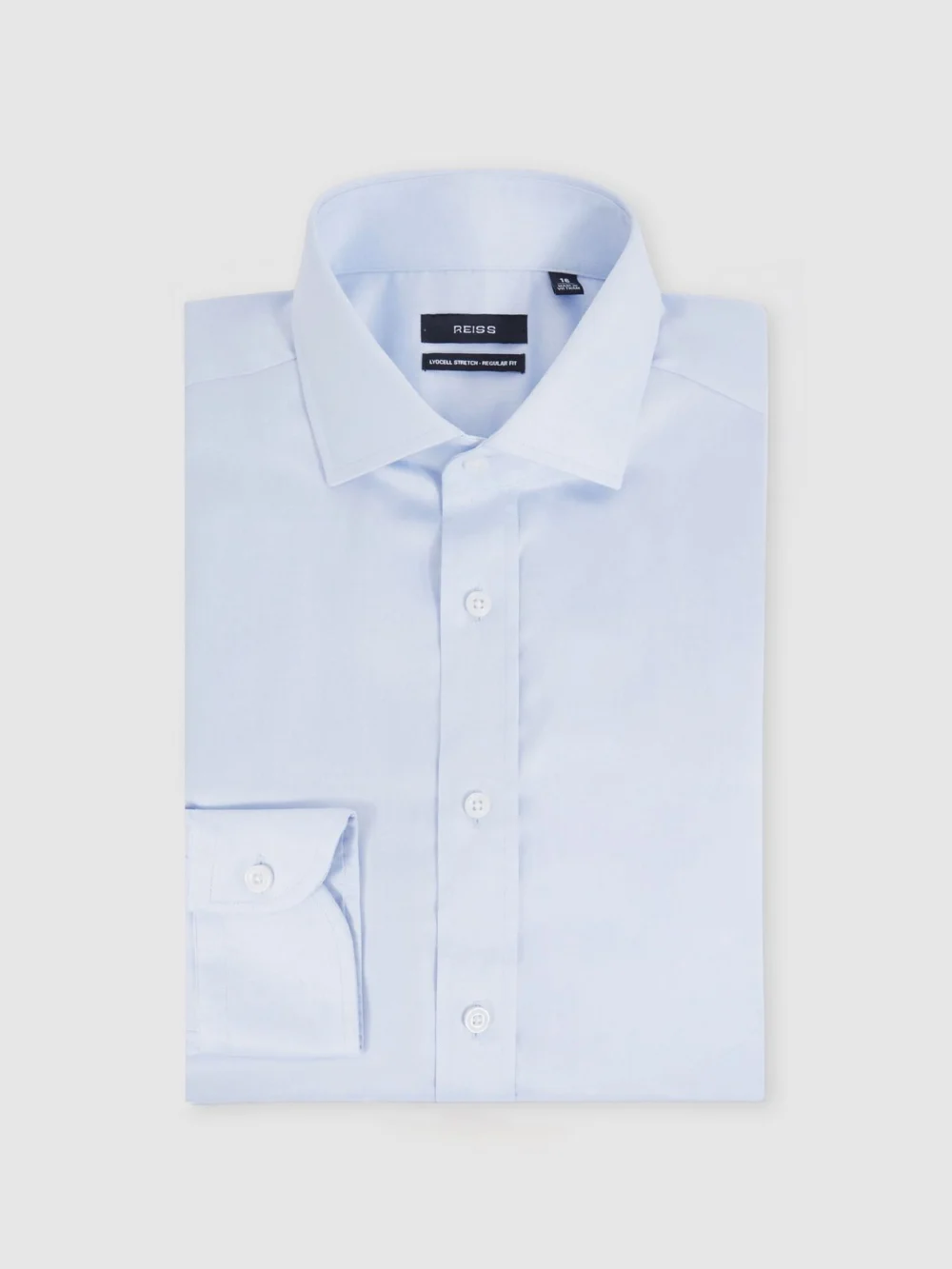 Reiss Soft Blue Regular Fit Cotton-blend Stretch Shirt, view 2