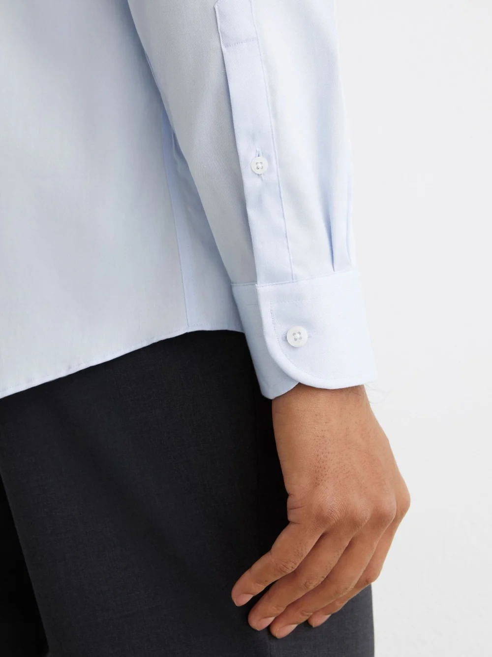 Reiss Soft Blue Regular Fit Cotton-blend Stretch Shirt, view 4