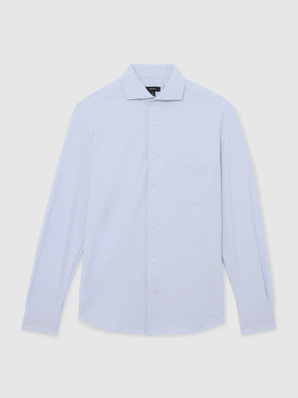 Reiss Soft Blue Seersucker Cutaway-collar Shirt Regular-fit, view 2
