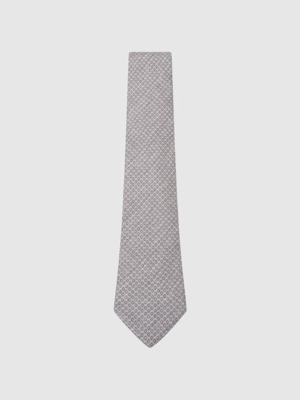 Reiss Soft Blue Silk Micro Geometric-print Tie,, view 2