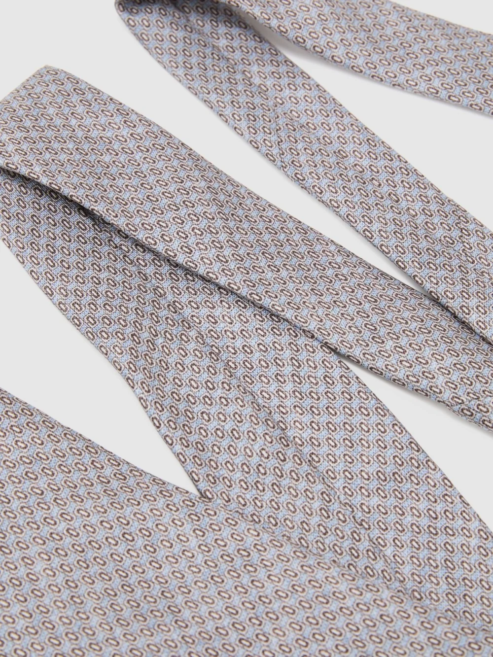 Reiss Soft Blue Silk Micro Geometric-print Tie,, view 3