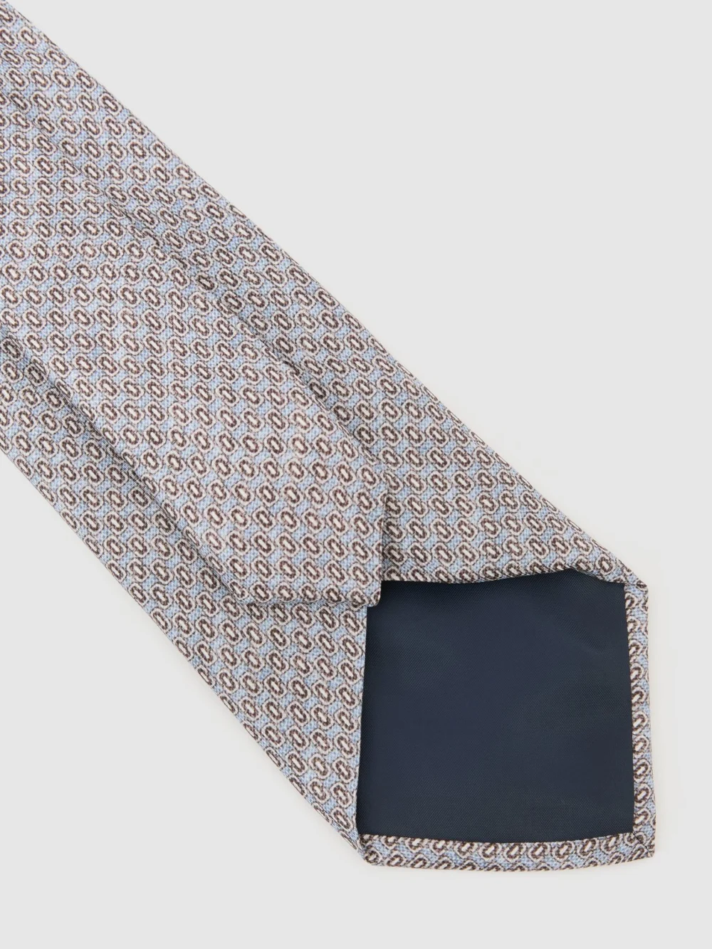 Reiss Soft Blue Silk Micro Geometric-print Tie,, view 4