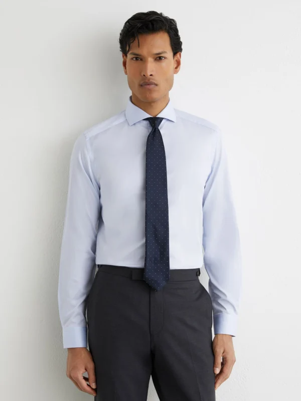 Reiss Soft Blue Storm Fit Cotton-twill Two-fold Shirt