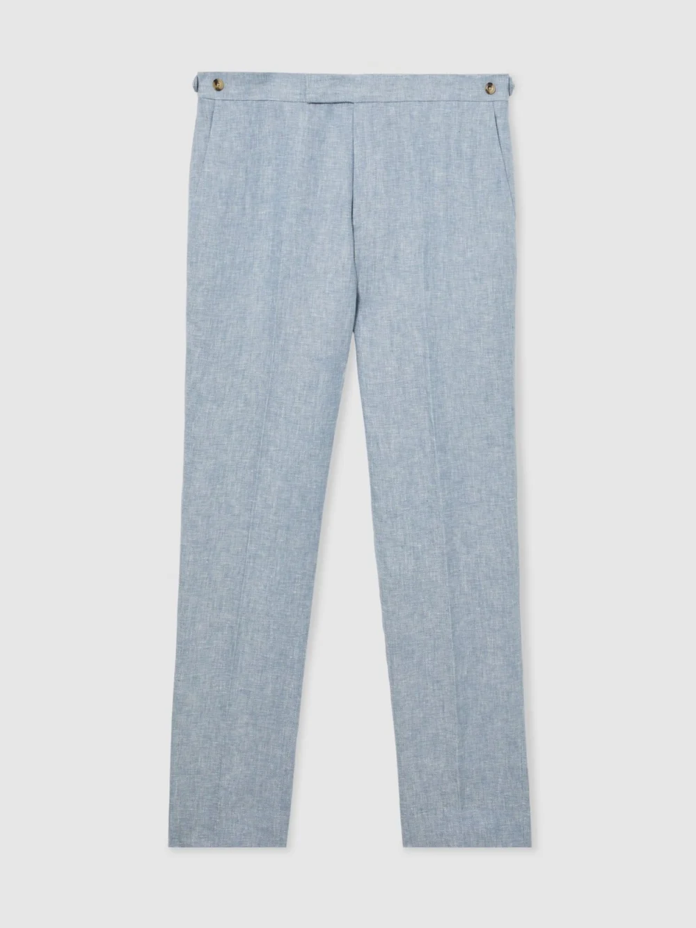 Reiss Soft Blue Tailored Fit Linen-twill Tailored-fit Suit Trousers, view 2