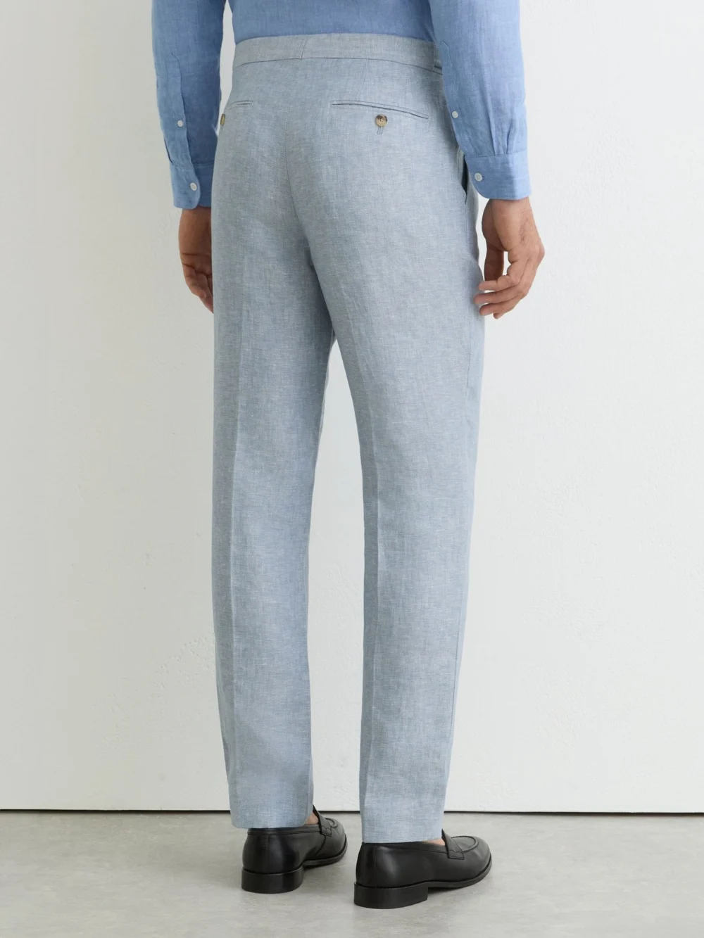 Reiss Soft Blue Tailored Fit Linen-twill Tailored-fit Suit Trousers, view 4