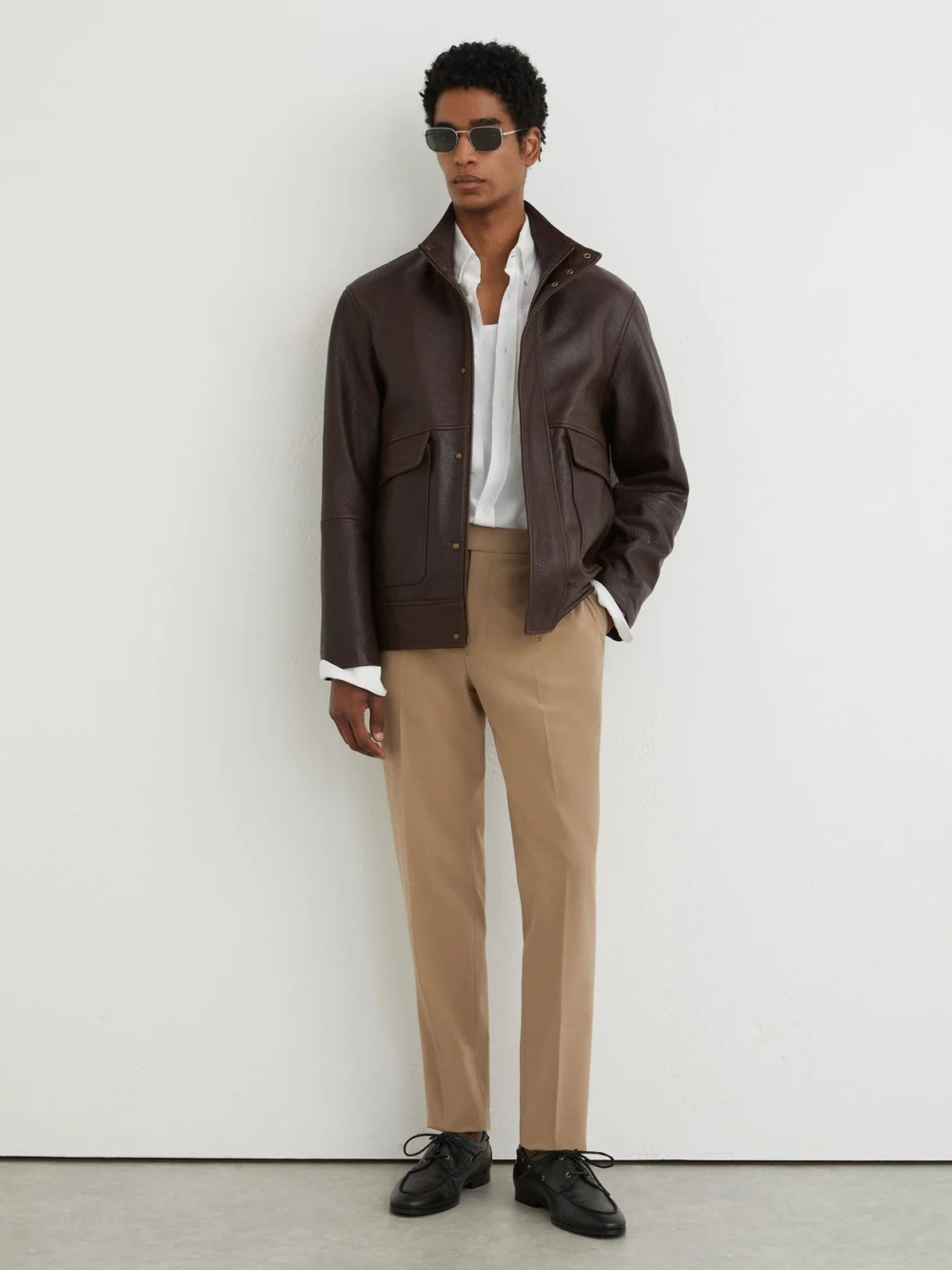 Reiss Soft Camel Brown Slim Fit Stretch Drawstring Trousers