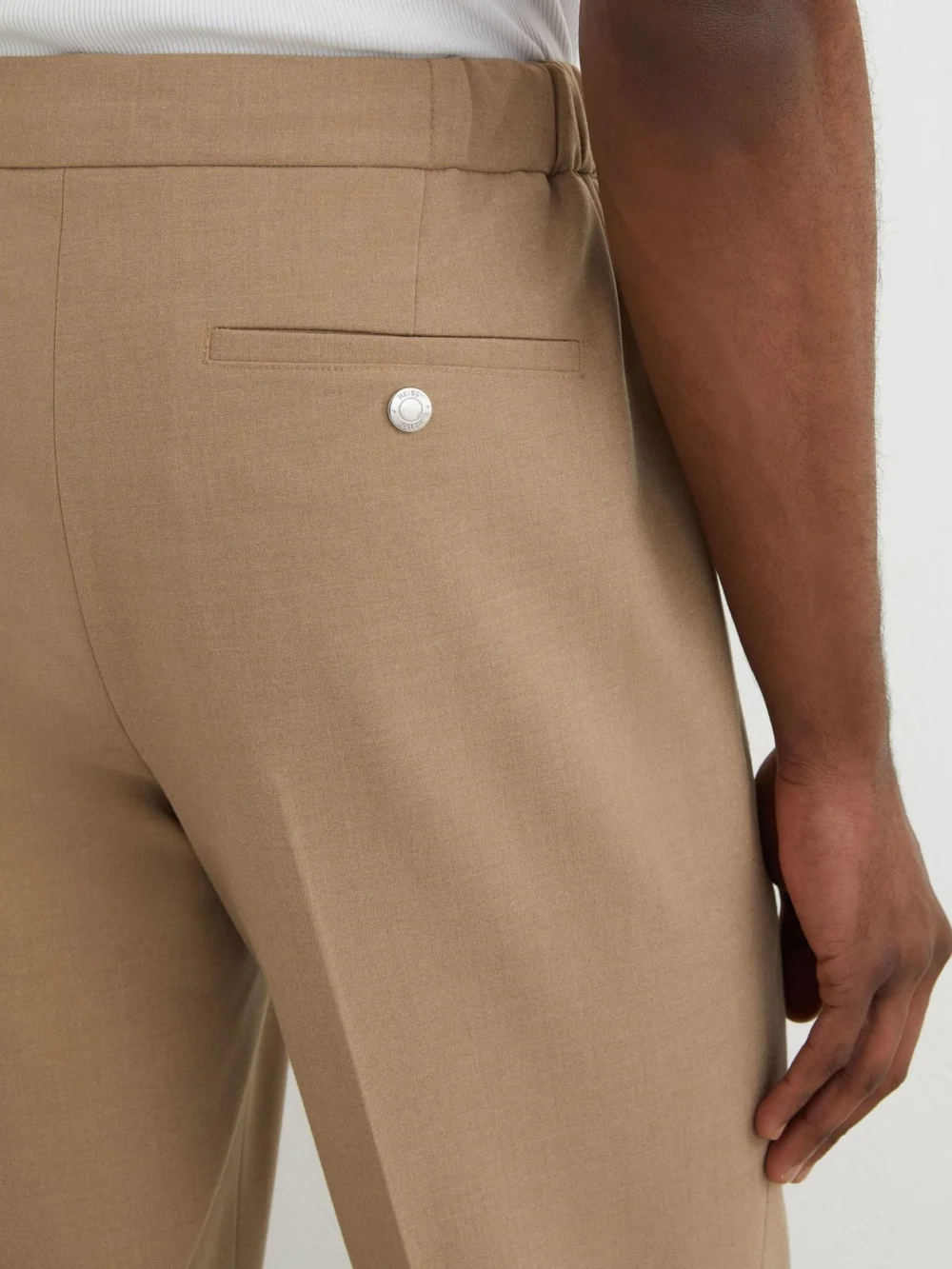 Reiss Soft Camel Brown Slim Fit Stretch Drawstring Trousers, view 4