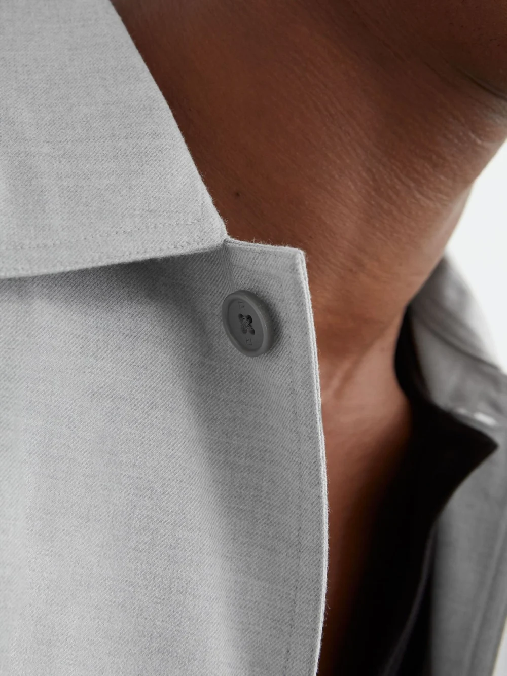 Reiss Soft Grey Brushed Twin-pocket Overshirt with Wool, view 4