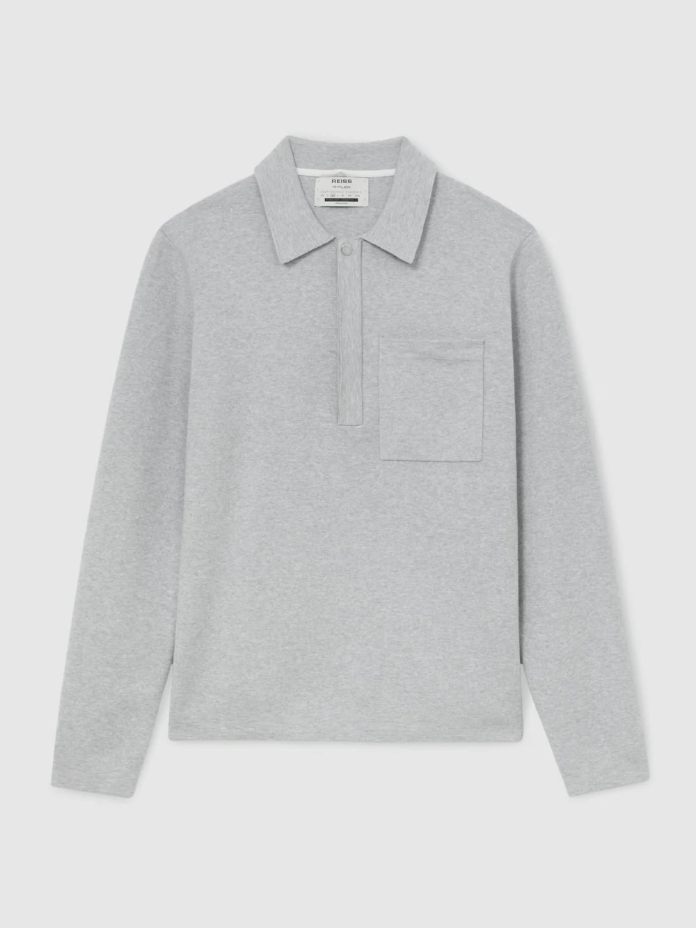 Reiss Soft Grey R-flex Half-zip Knitted Polo Jumper, view 2