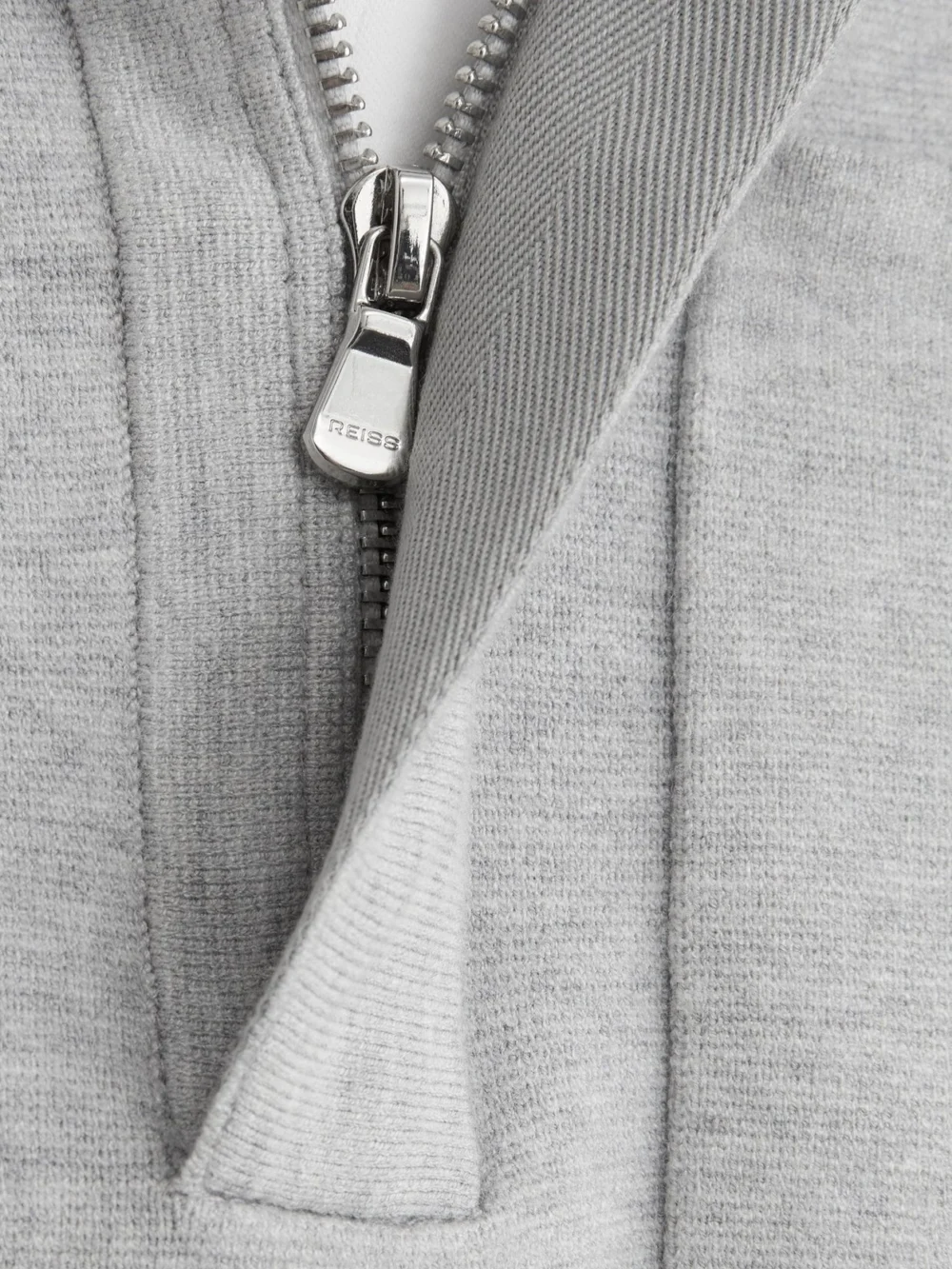 Reiss Soft Grey R-flex Half-zip Knitted Polo Jumper, view 4