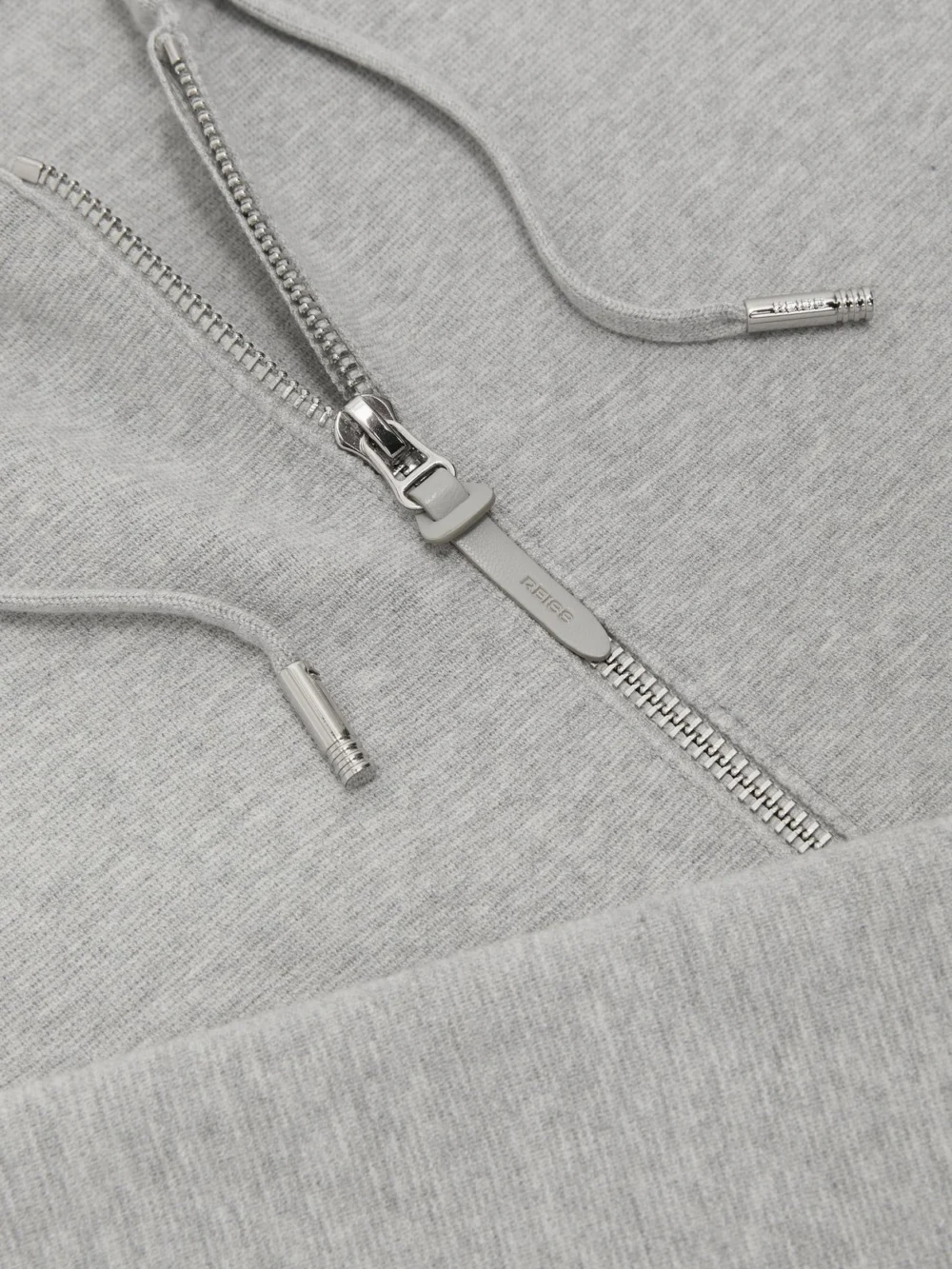 Reiss Soft Grey R-flex Zip-through Knitted Hoodie, view 2