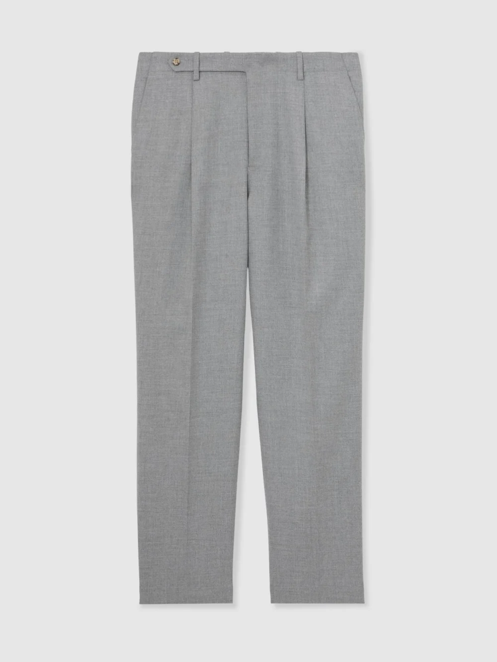 Reiss Soft Grey Tailored-fit Pleated Suit Trousers, view 2