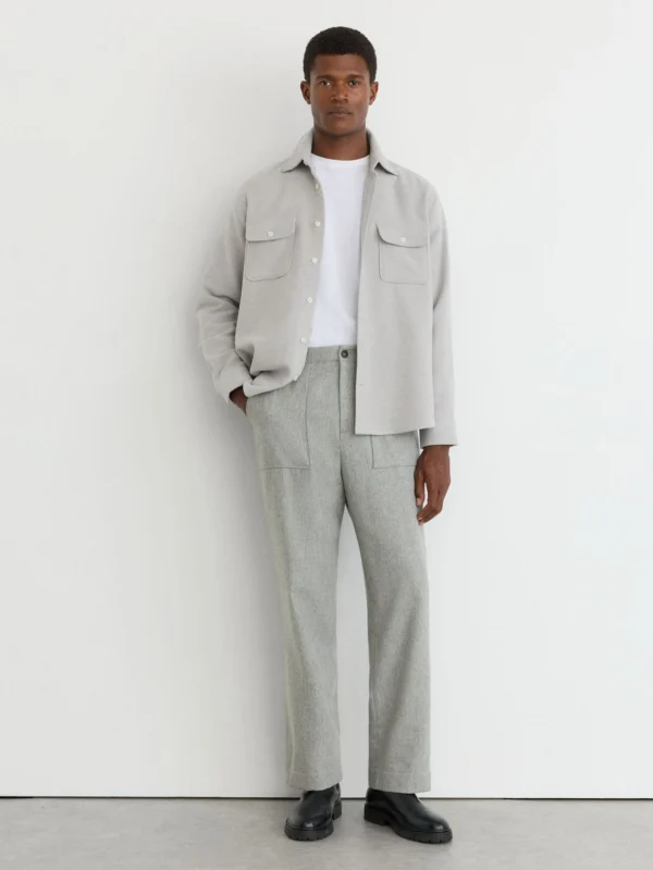 Reiss Soft Grey Wool-blend Relaxed-fit Trousers