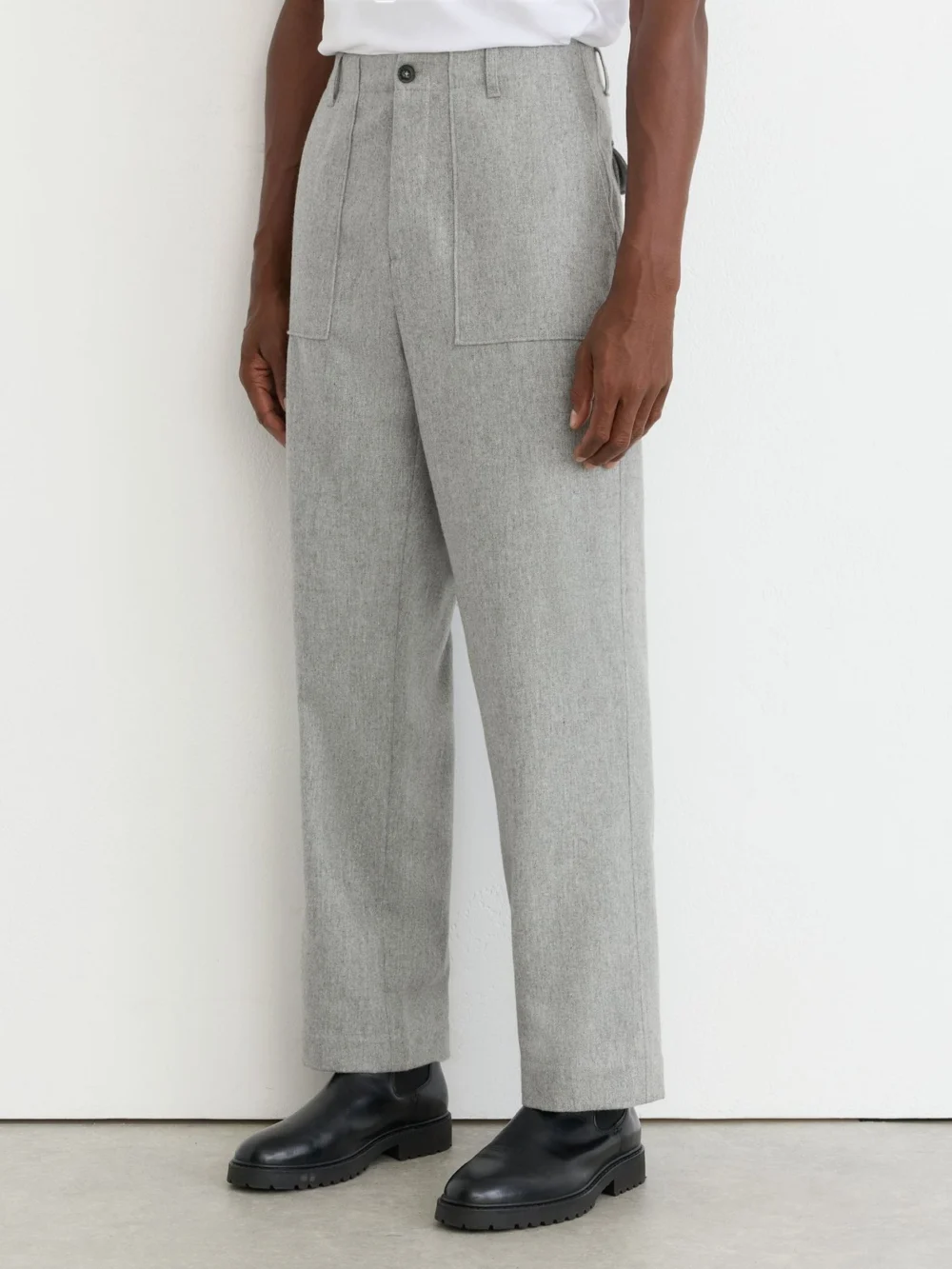 Reiss Soft Grey Wool-blend Relaxed-fit Trousers, view 3