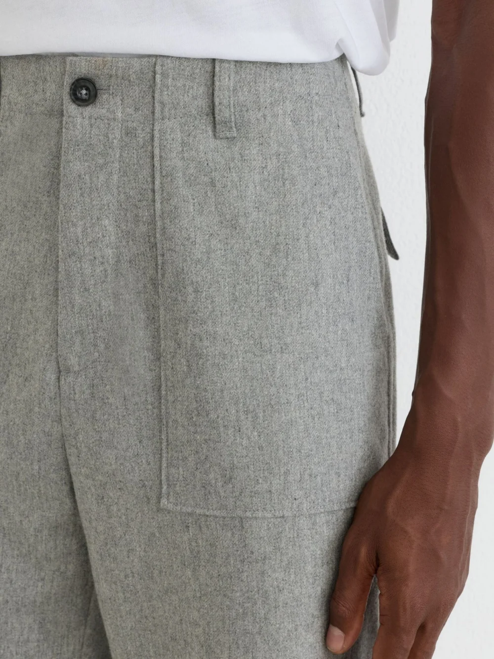 Reiss Soft Grey Wool-blend Relaxed-fit Trousers, view 4