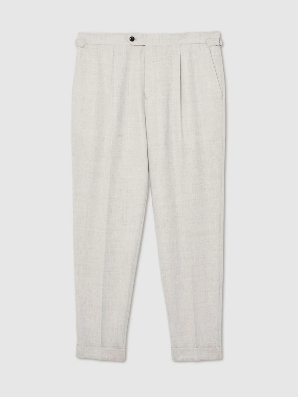 Reiss Soft Grey Wool-blend Tailored-fit Cuffed Trousers, view 2