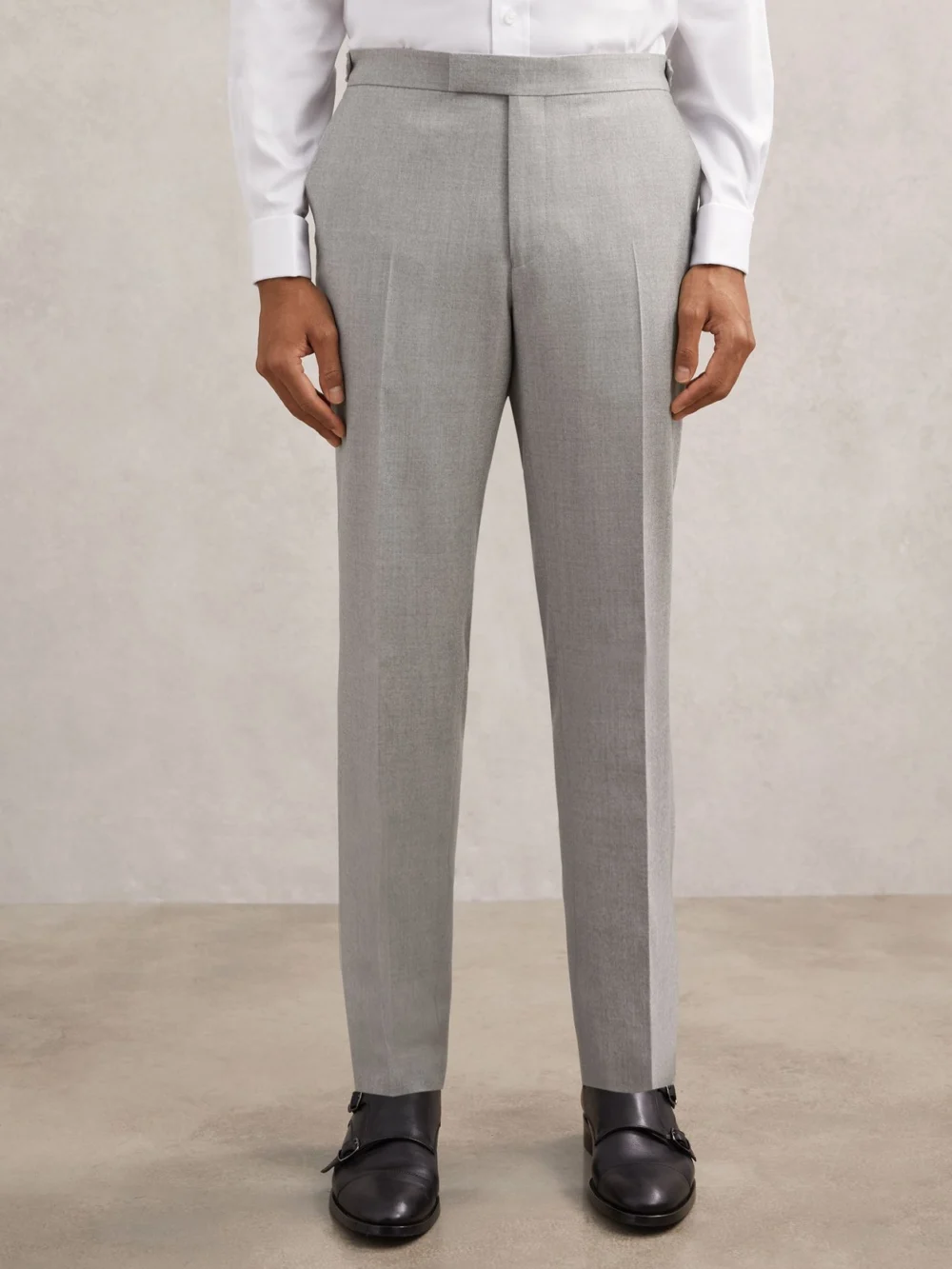 Reiss Soft Grey Wool-flannel Tailored-fit Suit Trousers, view 3