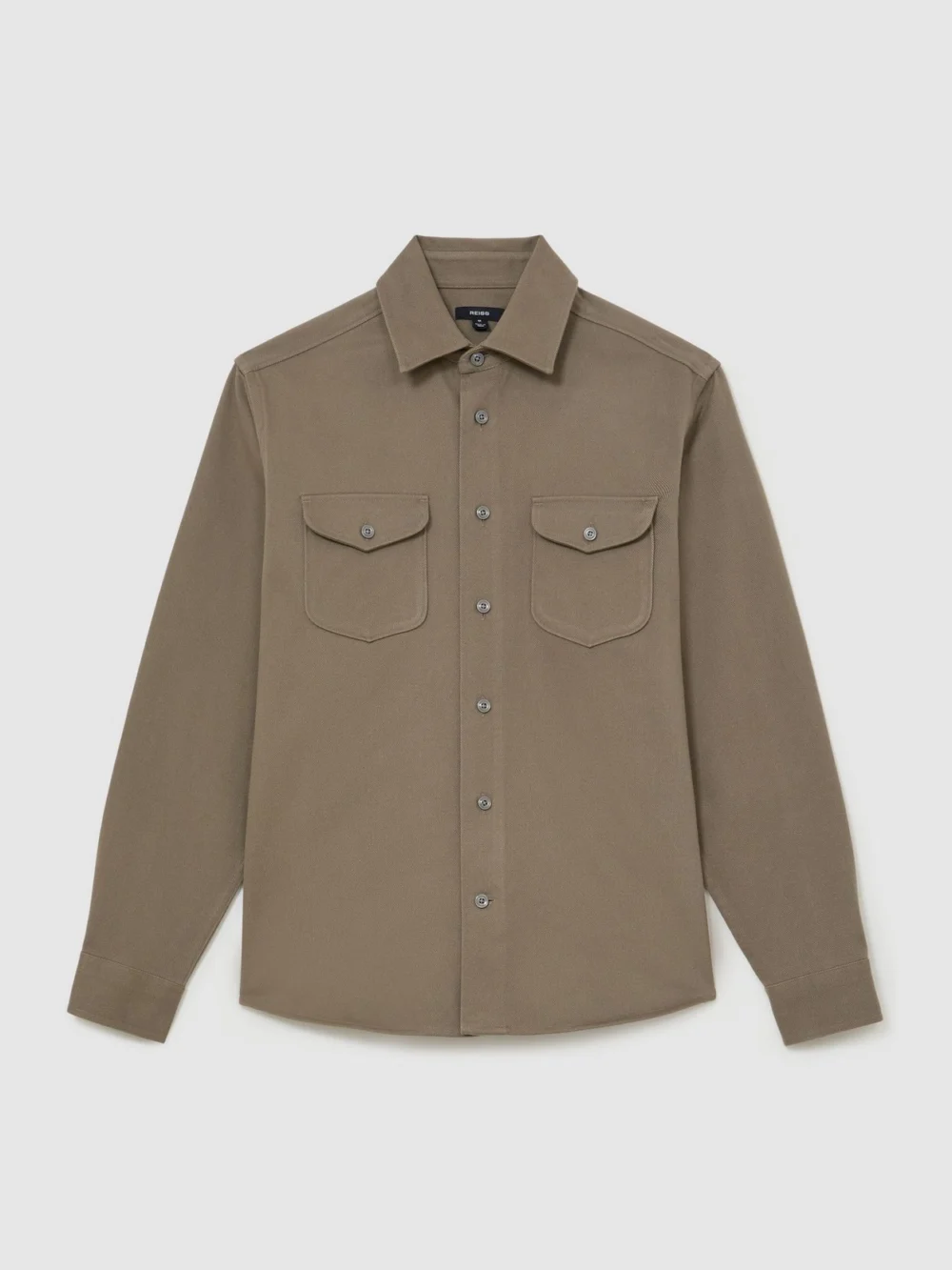 Reiss Soft Sage Cotton-twill Twin-pocket Regular-fit Shirt, view 2