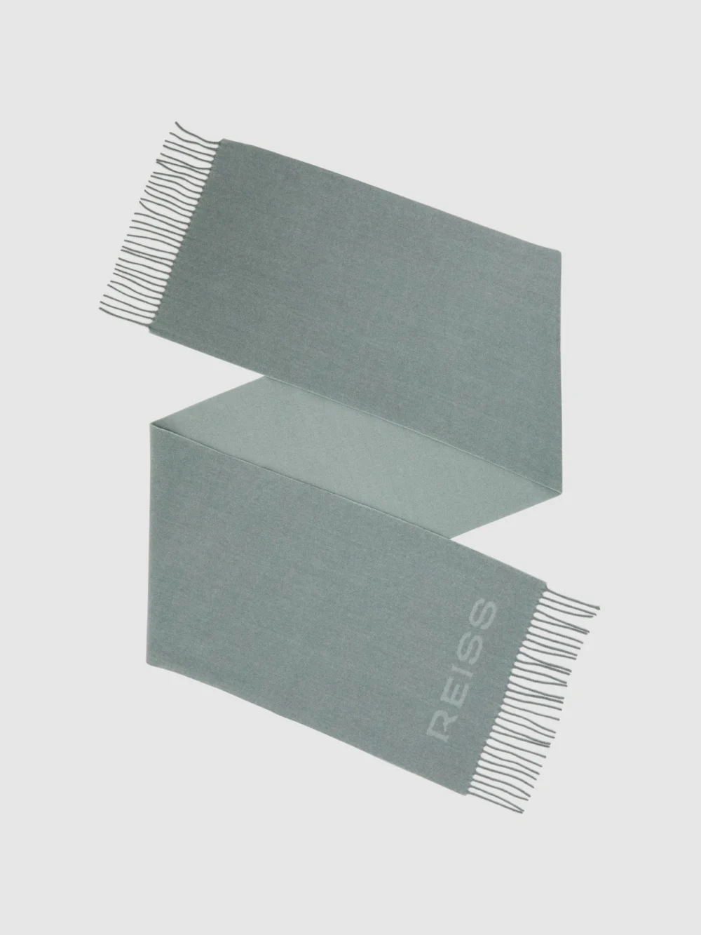 Reiss Soft Sage Green Picton Wool-cashmere Scarf,, view 2