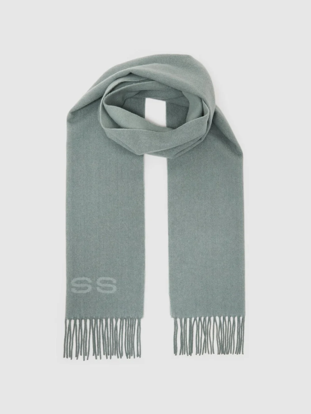 Reiss Soft Sage Green Picton Wool-cashmere Scarf,, view 3