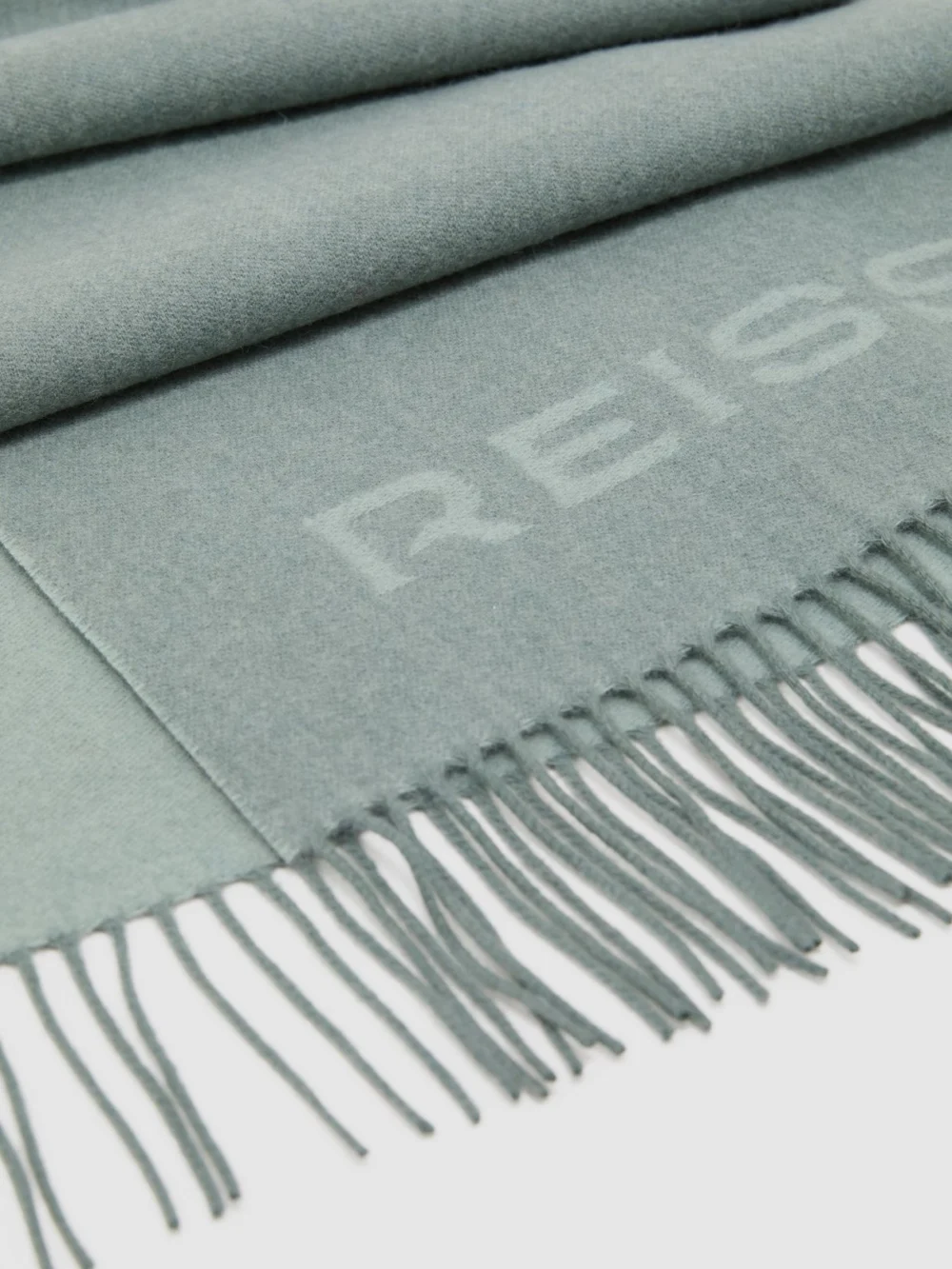Reiss Soft Sage Green Picton Wool-cashmere Scarf,, view 4