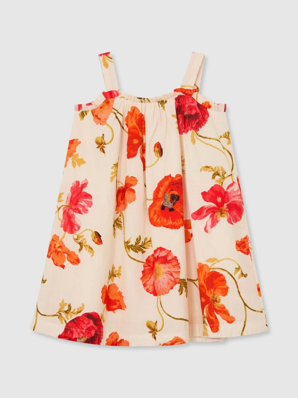 Reiss Solar White Print 13-14 yrs Cotton Floral-print Swing Dress, Years, White & Pink,, view 3