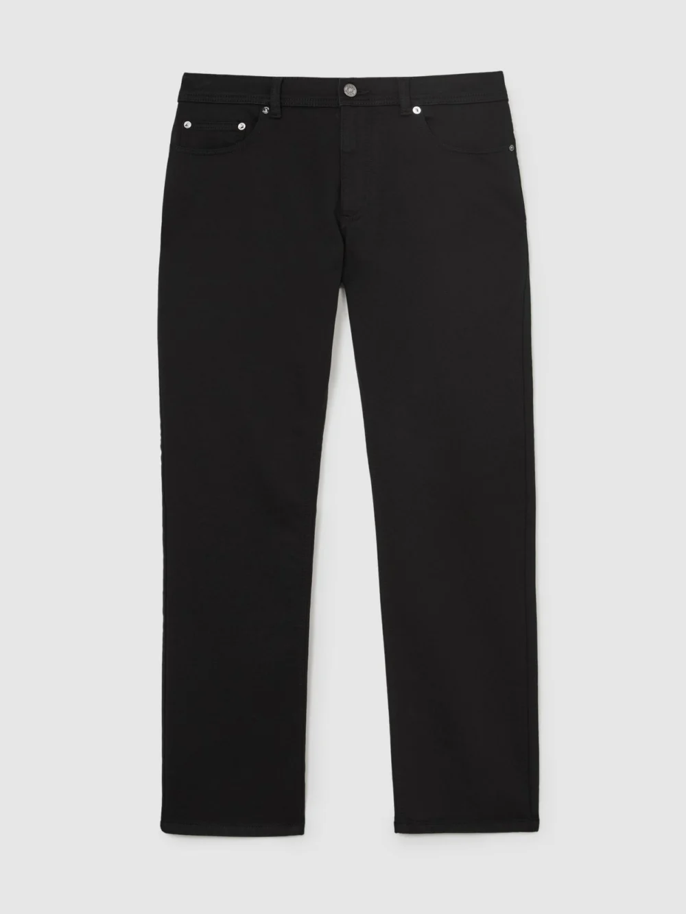 Reiss Solid Black Straight-leg Jeans, view 2