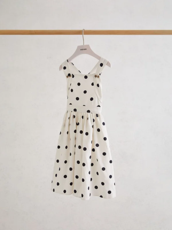 Reiss Spot 9-13 yrs Linen-blend Polka-dot Midi Dress