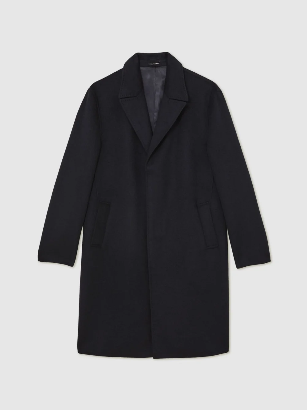 Reiss Squire Men's Navy Wool-blend Single-breasted Overcoat, view 2