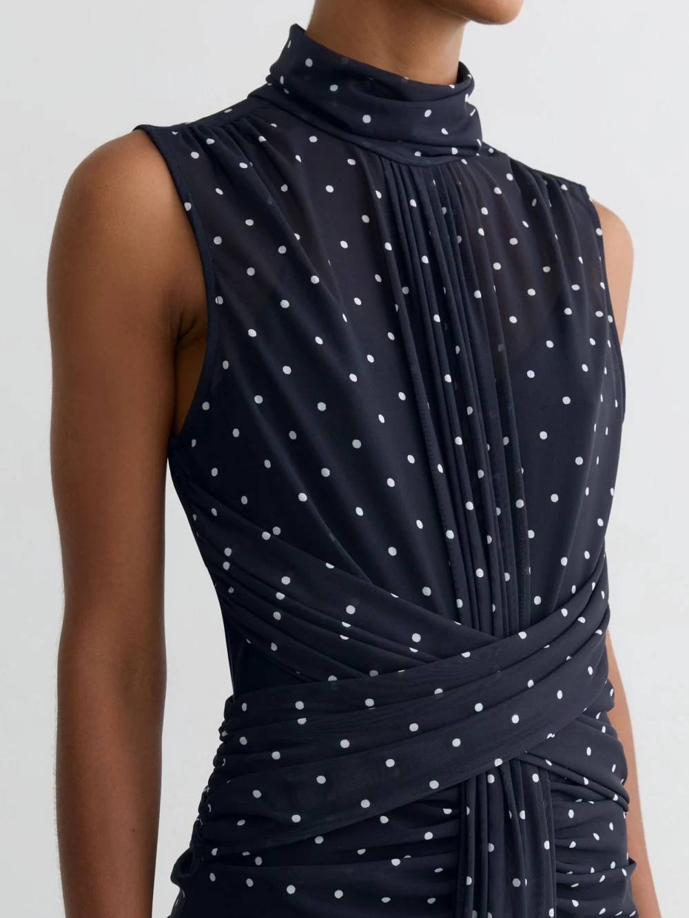Reiss Stacey Polka-dot Print Sleeveless Maxi Dress, 6, view 4