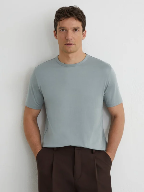 Reiss Steel Blue Air-water Cotton Tailored-fit T-shirt