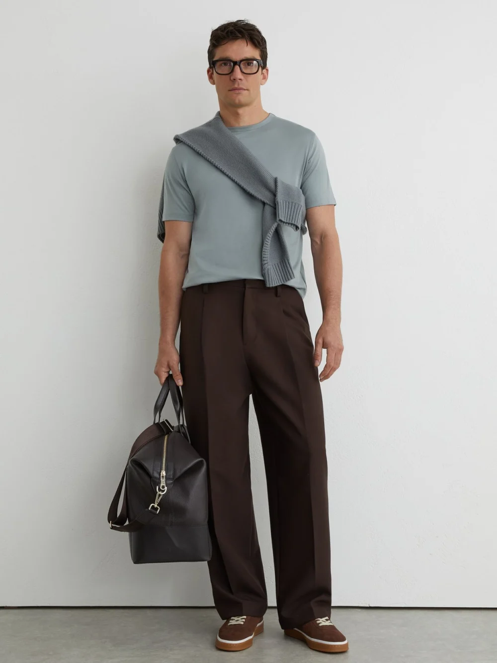 Reiss Steel Blue Air-water Cotton Tailored-fit T-shirt, view 3
