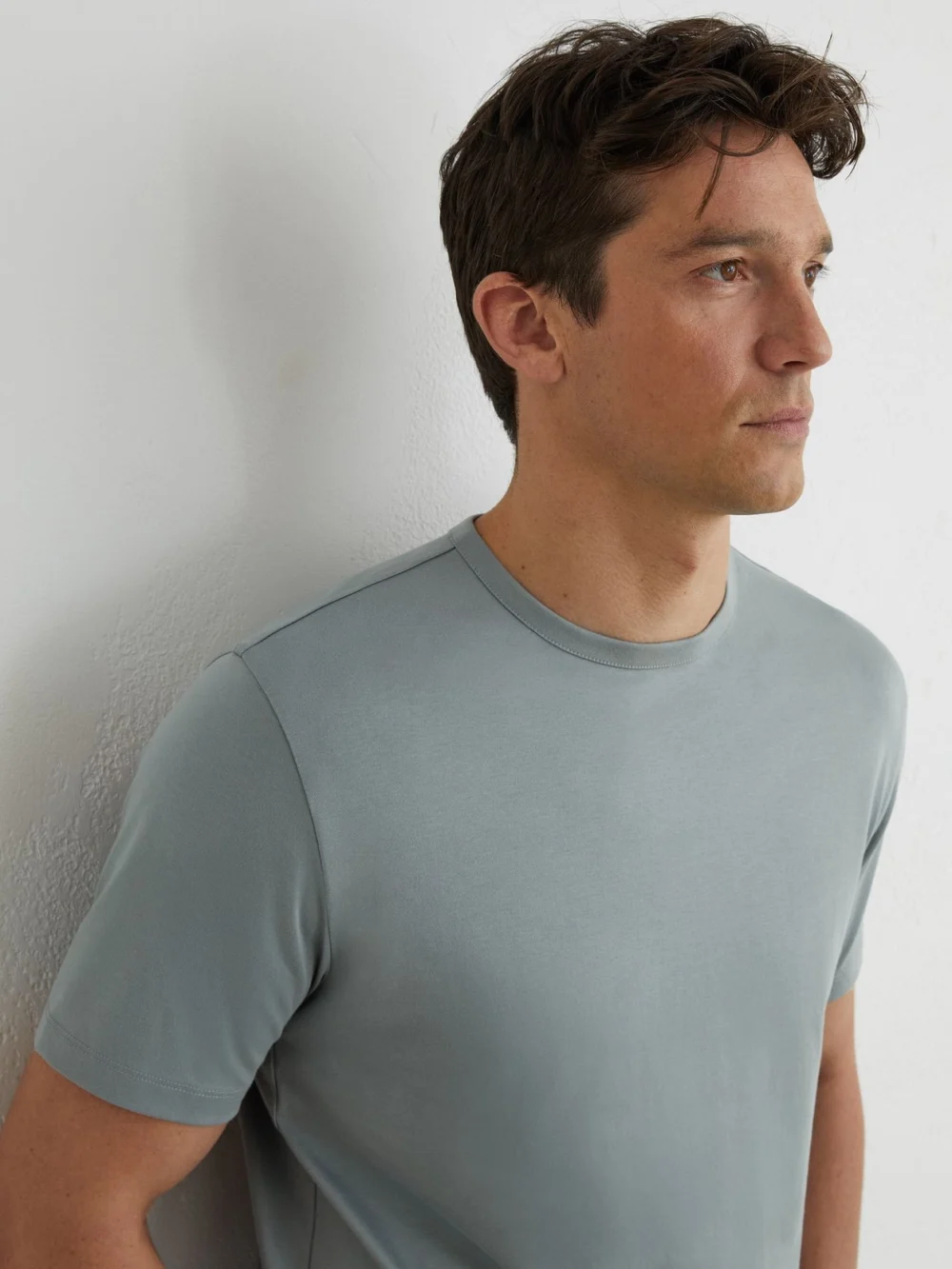 Reiss Steel Blue Air-water Cotton Tailored-fit T-shirt, view 4