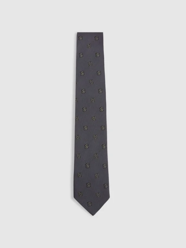 Reiss Steel Blue Blend Jacquard Tie,