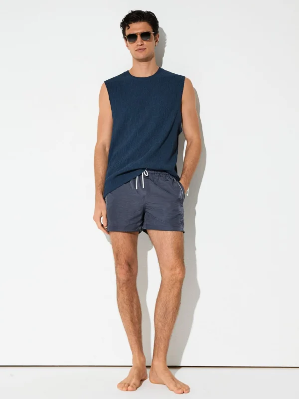Reiss Steel Blue Piped Drawstring Swim Shorts