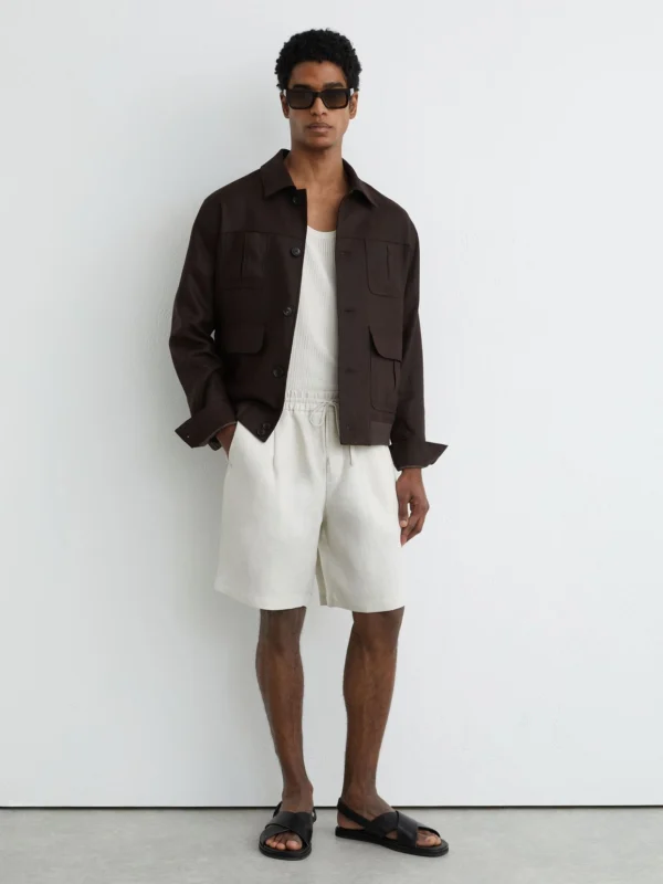 Reiss Stone Barges Linen Drawstrings