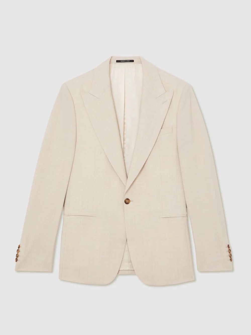 Reiss Stone Belmont Tailored Fit Single-breasted Textured Suit Blazer with Wool in Navy, view 3