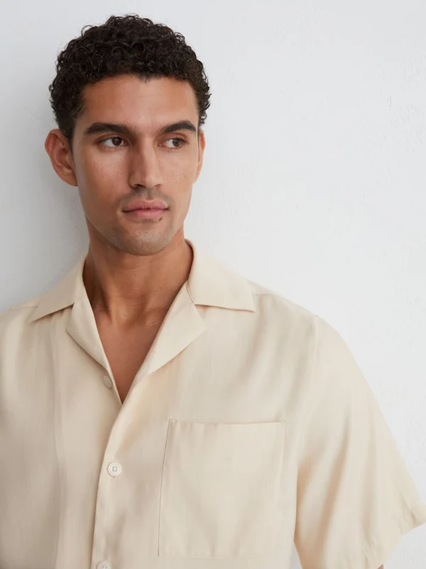 Reiss Stone -blend Relaxed Cuban-collar Shirt