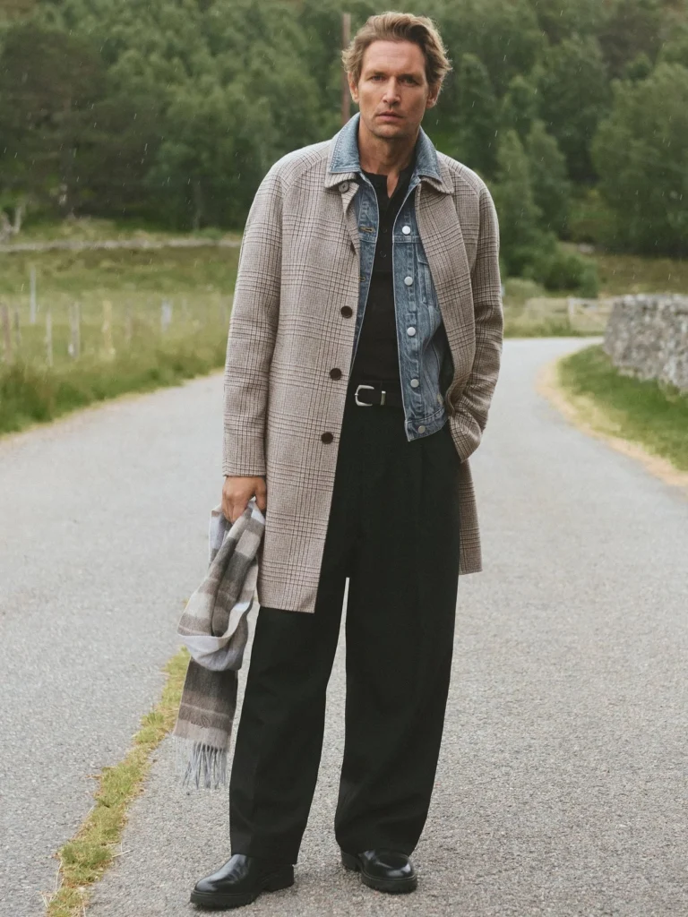 Reiss Stone Check Wool-blend Single-breasted Overcoat