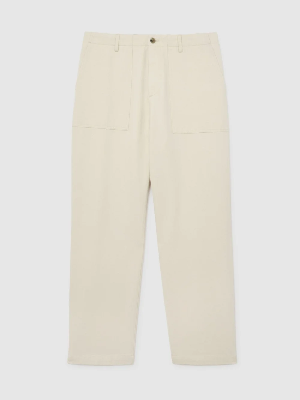 Reiss Stone Cotton and Wool Relaxed-fit Trousers, view 2