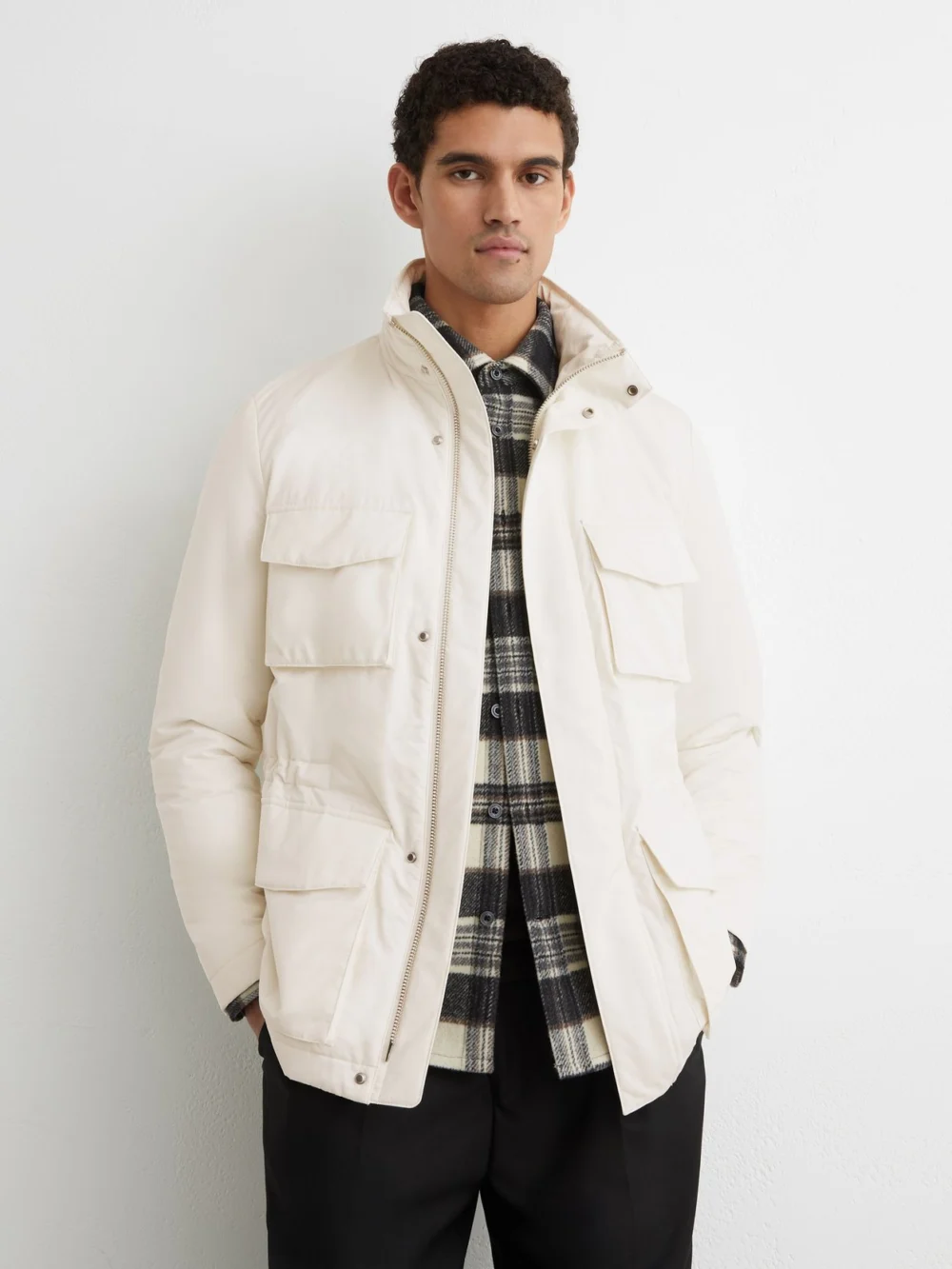 Reiss Stone Cotton-blend Padded Four-pocket Jacket