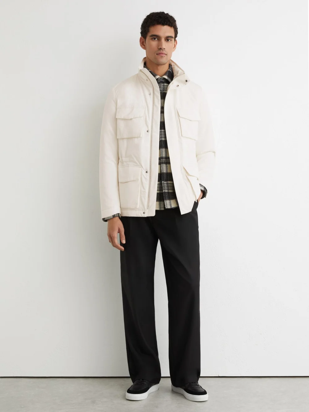 Reiss Stone Cotton-blend Padded Four-pocket Jacket, view 4
